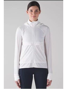 Lululemon Kicking Asphalt White Mesh Hoodie Jacket size 6